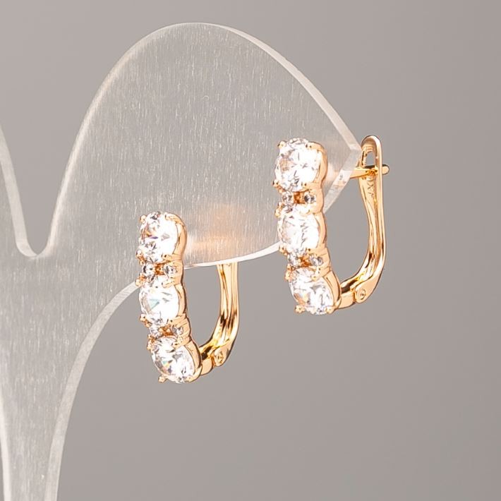 Kolczyki Xuping pozłacane 18K z białymi kryształami, średnica 17x5 mm+