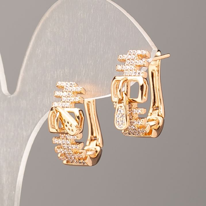 Kolczyki Xuping Pozłacane 18K z białymi cyrkoniami, średnica 19 × 8,5 mm
