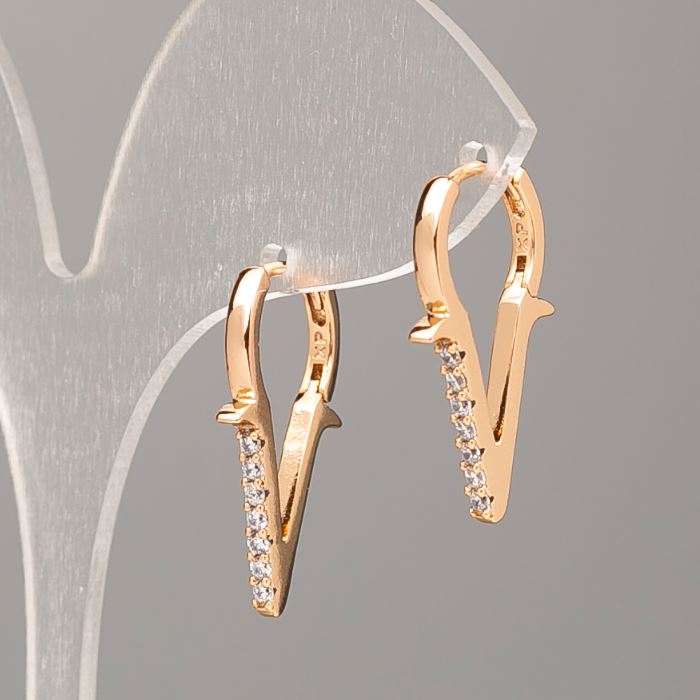 Kolczyki Xuping Pozłacane 18K z białymi cyrkoniami, średnica 24 × 2 mm