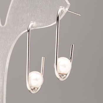 Kolczyki Xuping z Majorką, średnica 8 mm, długość 3 cm, rodowane