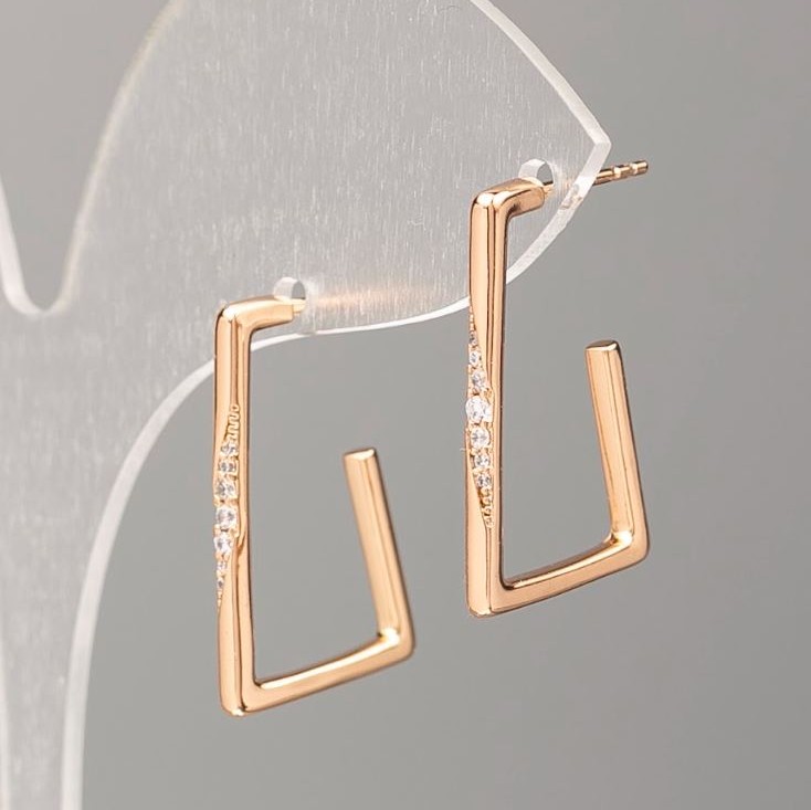 Kolczyki Xuping Pozłacane 18K z białymi kryształami, średnica 23,5 mm, szerokość 2 mm +