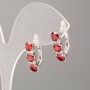 Kolczyki Xuping z czerwonymi kamieniami i białymi strassami, 17×5 mm, rodowane