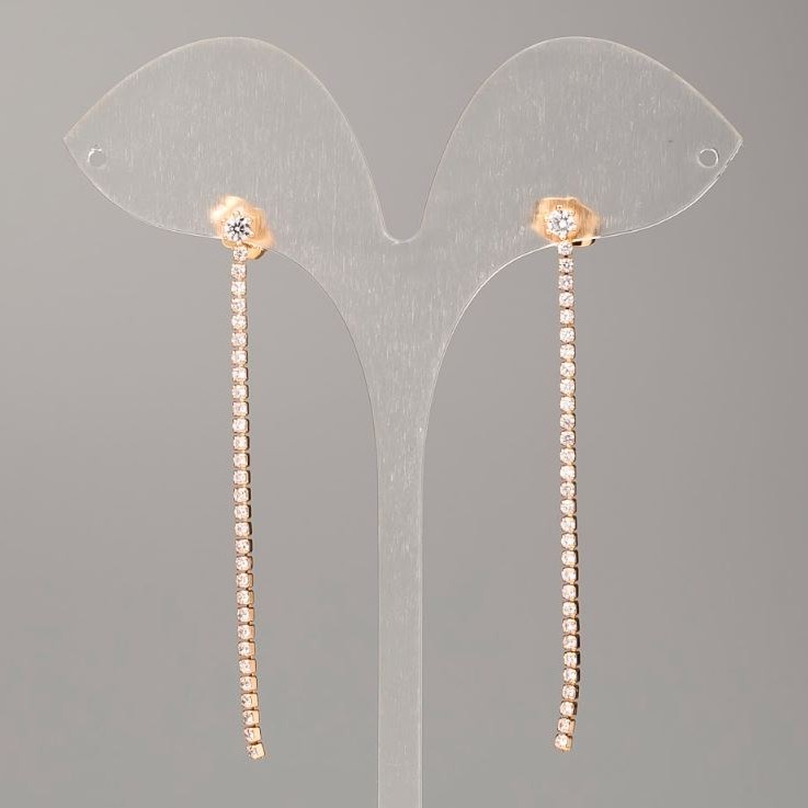 Kolczyki sztyfty Xuping pozłacane 18K, średnica 2 mm, długość około 6 cm