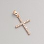Zawieszka Xuping Krzyż, pozłacana 8K, z białymi kamieniami, wymiary 24,5 × 16,5 mm