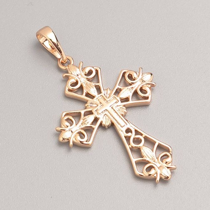 Wisiorek Xuping Krzyż Pozłacany 18K, średnica 33×22,5 mm+