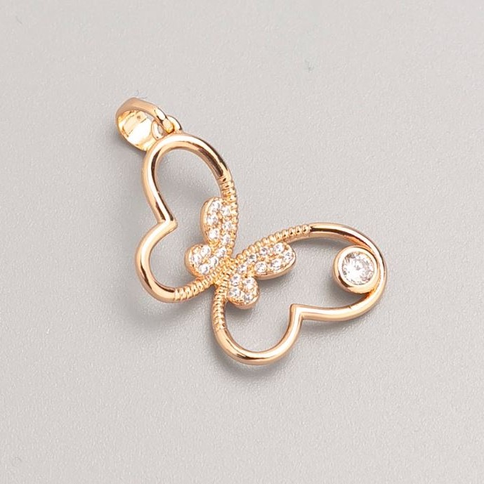 Wisiorek Xuping pozłocenie 18K Motyl z białymi strassami, wymiary 23×17 mm+