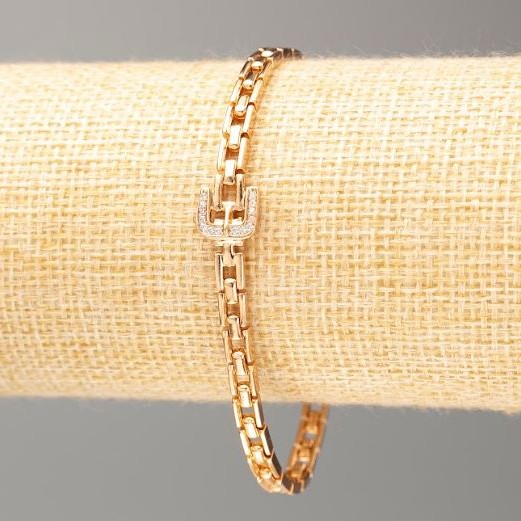 Bransoletka Xuping z pozłoceniem 18K, długość 19 cm, grubość 4 mm +/- z białymi cyrkoniami