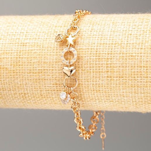 Bransoletka Xuping pozłocenie 18K, długość 19–23 cm, grubość 5 mm ±, z kryształami
