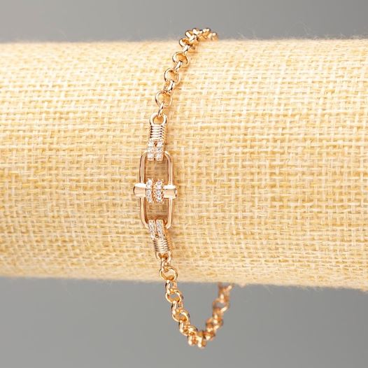 Bransoletka Xuping z pozłotą 18K, długość 17–20,5 cm, grubość około 4 mm, z cyrkoniami