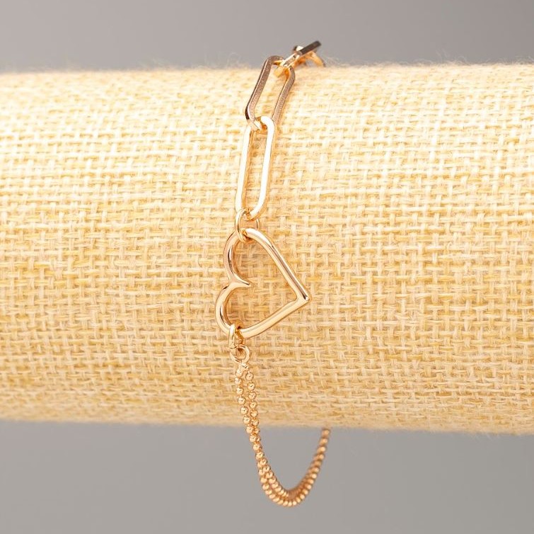 Bransoletka Xuping Pozłacana 18K «Serce» Długość 17–20 cm, grubość 5 mm