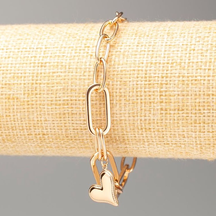 Bransoletka Xuping pozłacana 18K «Serce» Długość 16–20 cm, grubość 6,5 mm ±, grubość 9 mm+
