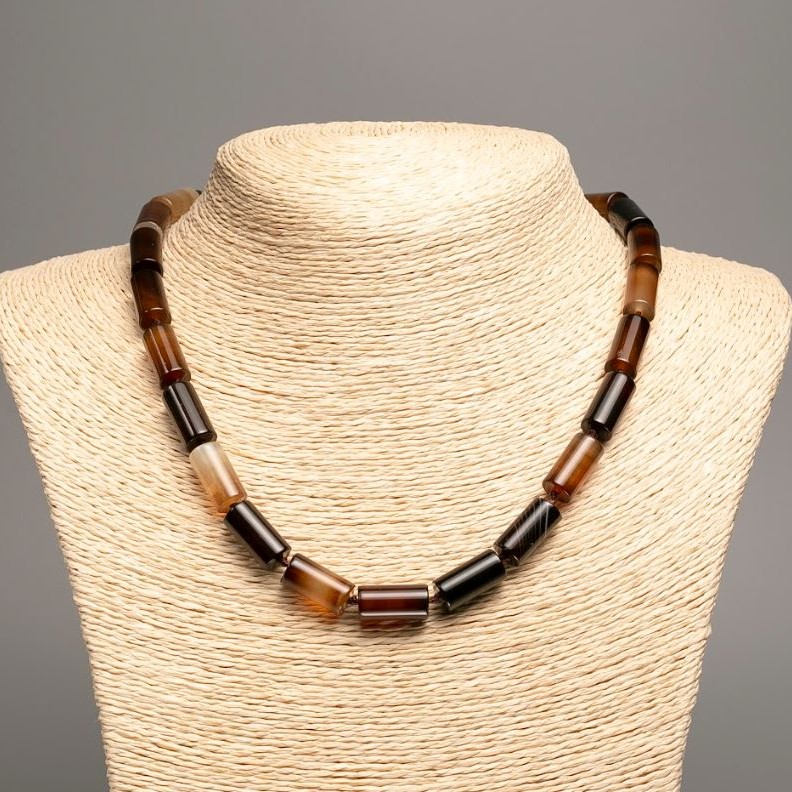 Naszyjnik z agatu cylindryczny, średnica 16×8 mm, długość 46 cm