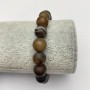 Bransoletka na elastycznej gumce, agat brązowy matowy, średnica 10 mm, długość 18 cm+