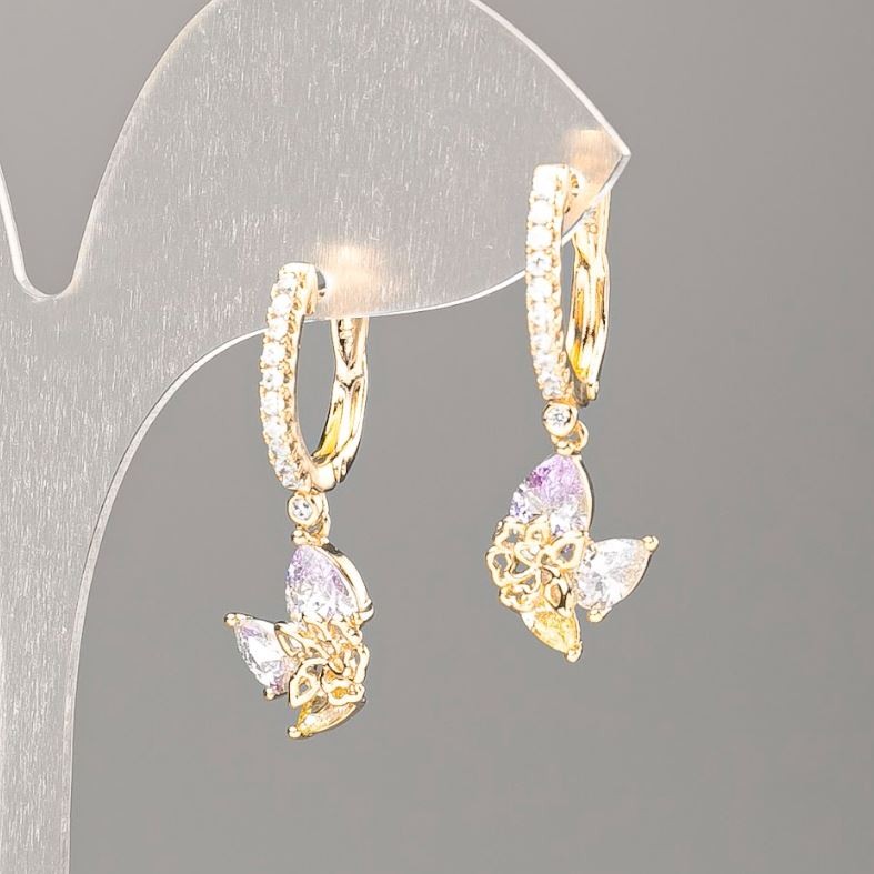 Kolczyki Xuping z kolorowymi kamieniami 30×10 mm «pozłacenie 18K»