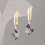 Kolczyki Xuping Pozłacane 18K, niebieski kamień, białe cyrkonie 30x10 mm