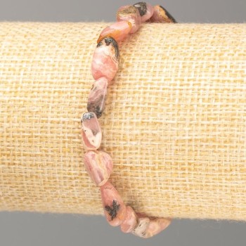 Bransoletka z naturalnym kamieniem rodokrozitem, galetowanym, o wymiarach 10×6 mm, długość 18 cm