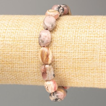 Bransoletka z naturalnego rodohrozitu, kuleczki galetowe, średnica 12×8 mm (±), długość 18 cm