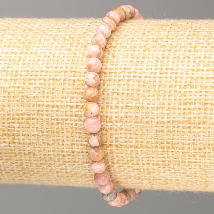 Bransoletka z naturalnym kamieniem rodohrozitu, gładkie kulki, średnica 4,5 mm, długość 18 cm