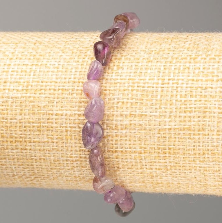Bransoletka z naturalnego kamienia – ametyst, galetowe koraliki, średnica 8×5 mm, długość 18 cm