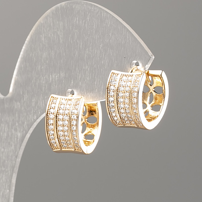 Kolczyki Xuping z pozłoceniem 18K z białymi kryształami, średnica 14×8 mm+