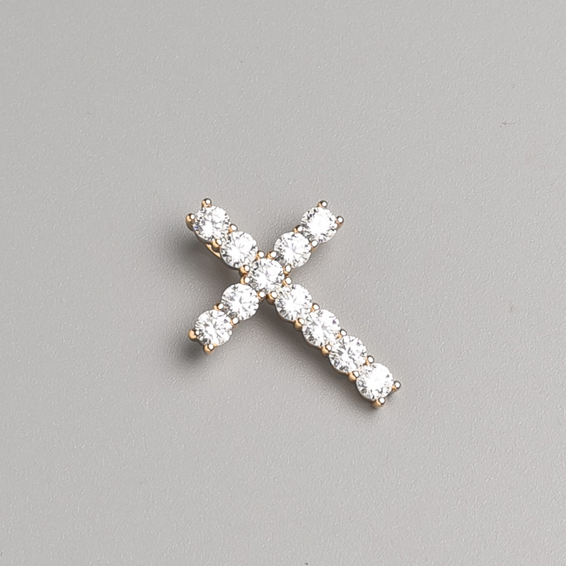 Wisiorek Xuping Krzyż pozłacany 18K z białymi kryształami, średnica 23×16 mm+