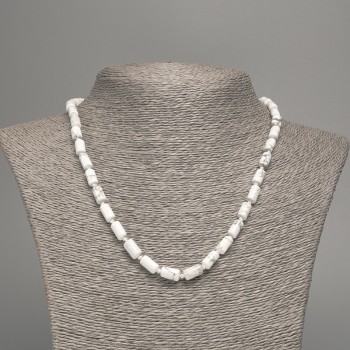 Naszyjnik z kaholongiem, naturalny kamień, gładki cylindryczny, średnica 10×6 mm, długość 49 cm