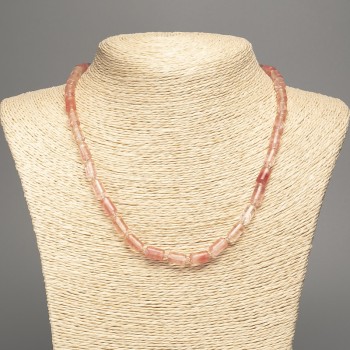 Naszyjnik z chalcedonu, naturalny kamień, gładkie cylindry, średnica 10×6 mm, długość 48 cm ±