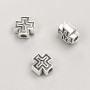 Furnitura jubilerska – koralik-wstawka w kształcie krzyża, wymiary 9×9×5 mm, opakowanie 20 g, 18 szt. +/- kolor metalu „srebro”