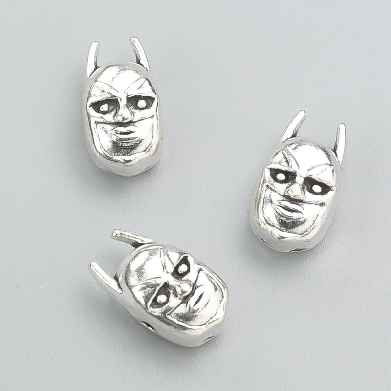 Koralik-wkładka Batman, 15×8×7 mm, masa 20 g, 10 szt. ± kolor metalu: srebrny