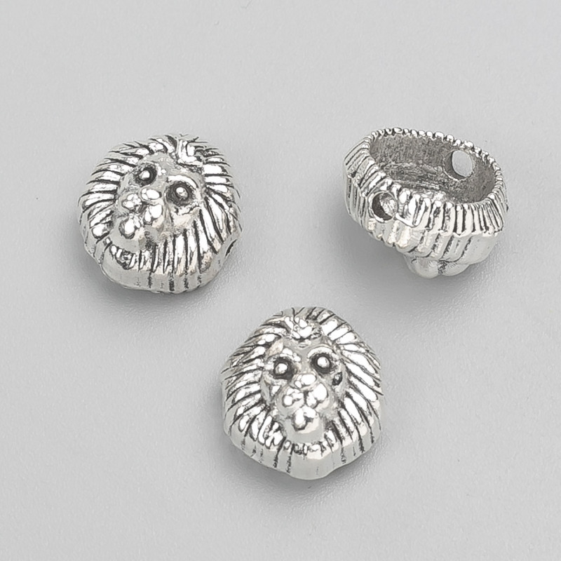 Koralik-wstawka Lew, wymiary 13×12×9 mm, masa 20 g, 13 szt. +/- kolor metalu «srebro»
