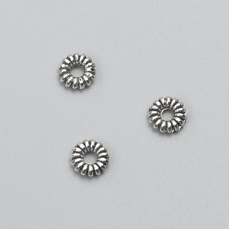 Koralik-wstawka, średnica 6×2 mm, opakowanie 20 g, 107 szt. ±, kolor metalu "srebro"