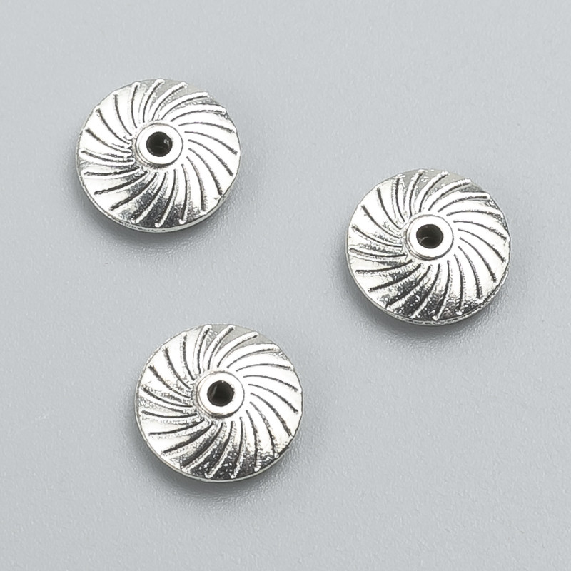 Koralik-wkładka, średnica 11×3 mm, opakowanie 20 g, 17 szt. ±, kolor metalu: srebro