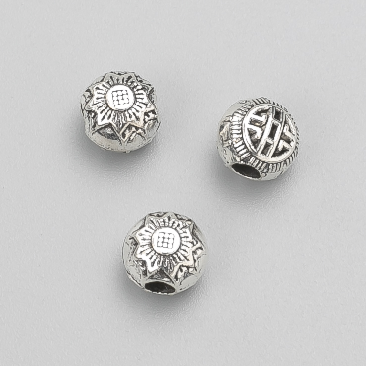 Koralik-wstawka do biżuterii, średnica 8×7 mm, +/- opakowanie 20 g, 19 szt., kolor metalu: srebro