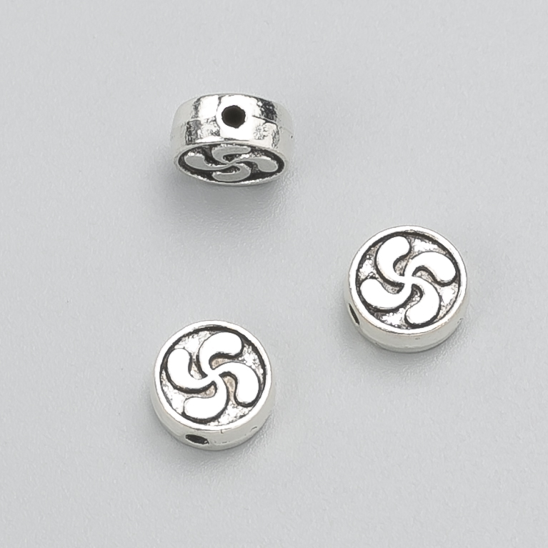 Koralik-wkładka, zapięcie koralikowe, średnica 8×3 mm ±, opakowanie 20 g, 23 szt., kolor metalu: srebro