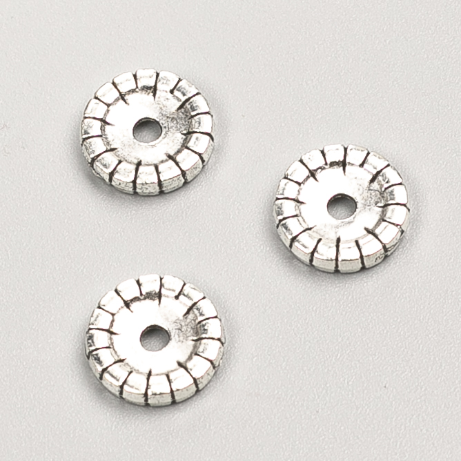 Okucie do biżuterii – koralik-wkładka, średnica 10x2 mm, op. 20 g, 27 szt. +/- kolor metalu «srebro»