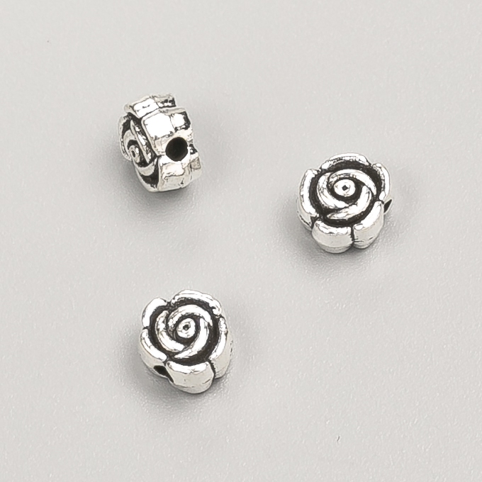 Elementy jubilerskie – koralik-wkładka Kwiat, średnica 7×4 mm, opakowanie 20 g, 39 szt. ±, kolor metalu „srebro”