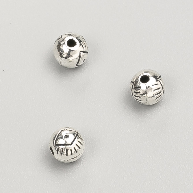 Furnitura – wstawka koralikowa, średnica 6 mm, opakowanie 20 g, 31 szt. ±, kolor metalu: srebro