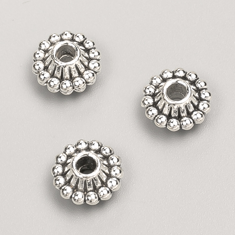 Koralik-wkładka, średnica 11×6 mm, opakowanie 20 g, 16 szt. ±, kolor metalu: srebrny