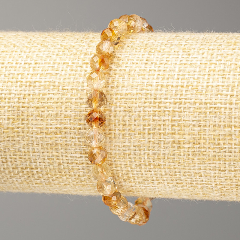 Bransoletka z cytrynem, naturalny kamień, fasetowana kulka, średnica 6 mm, długość 18 cm, na elastycznej gumce