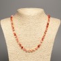 Naszyjnik „Barwy lata” biało-rude, gładkie kulki, średnica 6 mm, długość około 50 cm, z kamienia biały nefryt (syntetycznie barwiony)