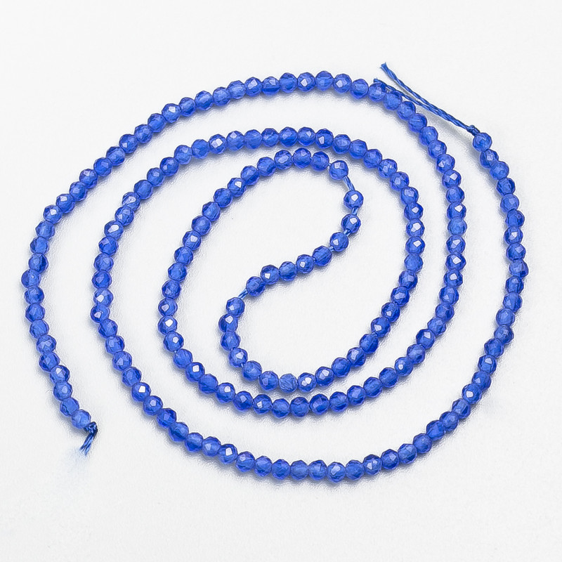 Koraliki spinelu syntetycznego ultramarynowe, 2 mm ±, fasetowane, na nitce 37 cm