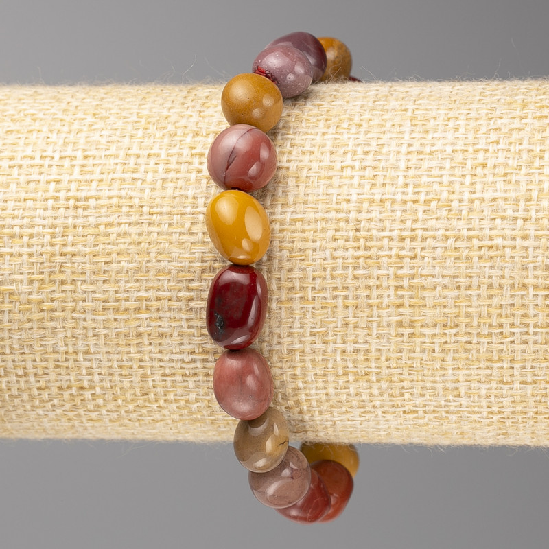 Bransoletka z jaspisu mookaite fasetowana, średnica 8×10 mm ± na elastycznej gumce, długość 18 cm+
