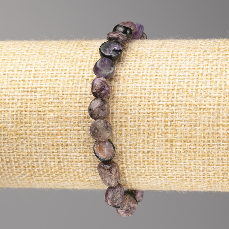 Bransoletka z kamienia charoit fasetowana, średnica 8×8 mm ± na elastycznej gumce, długość 18 cm+
