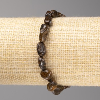 Bransoletka z kamienia bronzyt fasetowana, średnica 7×7 mm ± na elastycznej gumce, długość 18 cm