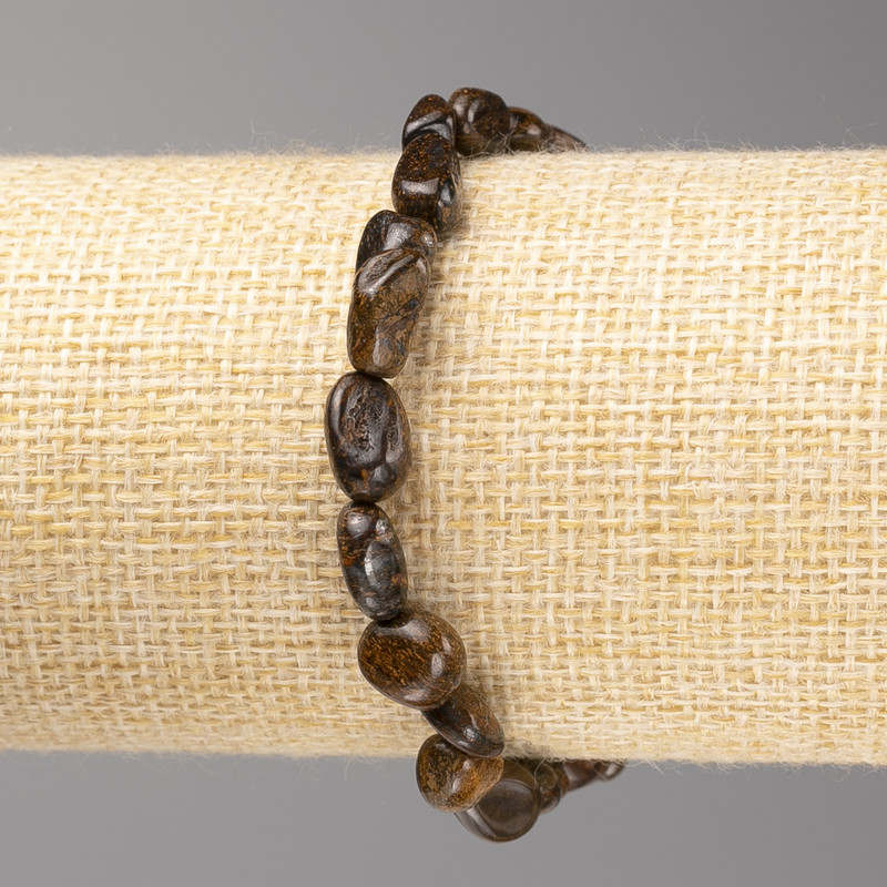 Bransoletka z kamienia bronzyt fasetowana, średnica 7×7 mm ± na elastycznej gumce, długość 18 cm