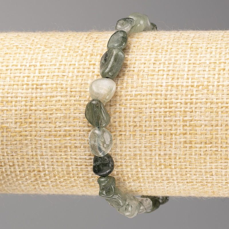 Bransoletka z kwarcu rutylowego włosistego, kulki gładkie o średnicy około 8×8 mm, na gumce, długość 18 cm+