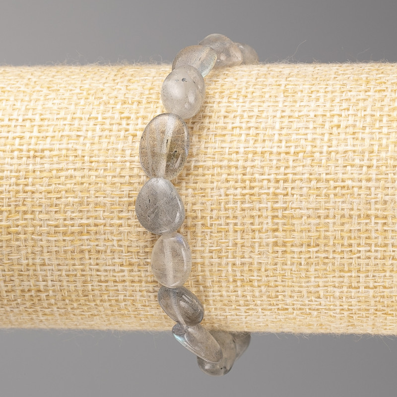 Bransoletka z labradorytu fasetowanego, średnica 10×12 mm ± na gumce, długość 18 cm+
