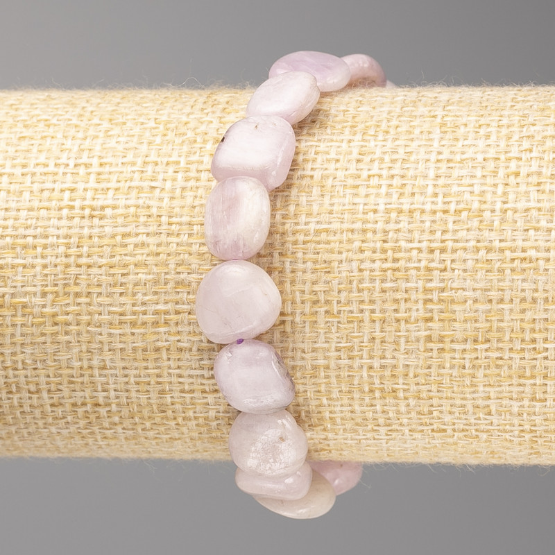 Bransoleta z kamienia kunzytu fasetowana, średnica 10×13 mm ± na gumce, długość 18 cm+