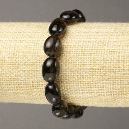 Bransoletka z topazu dymnego z naturalnego kamienia, fasetowana, średnica 13×10 mm, długość 18 cm
