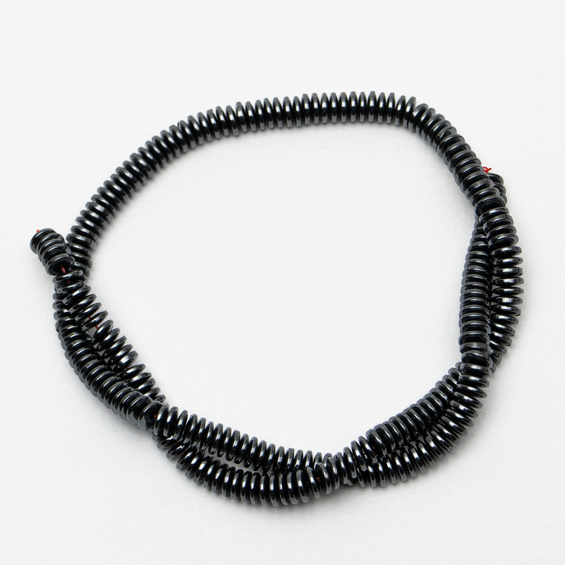 Koraliki z hematytu gładki rondel, średnica 6x2mm+-, długość 38cm+- na żyłce
